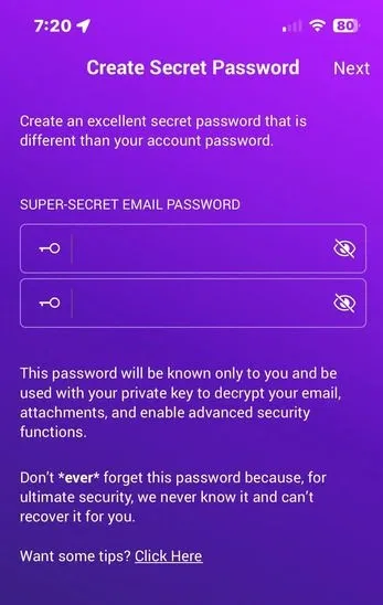 Create secret password