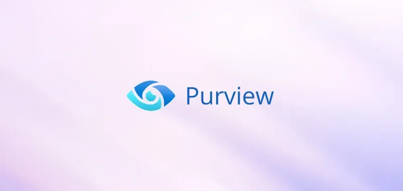 Microsoft Purview logo on a light gradient background.
