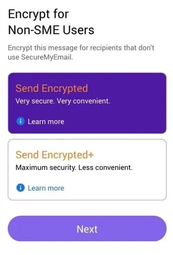 Only encrypted option while sending