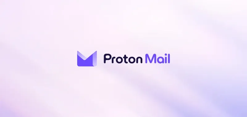 Proton Mail Logo on a background with light color gradient.