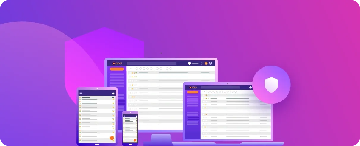 SecureMyEmail interface is shown on Desktop, laptop, iPad and iPhone in this graphics