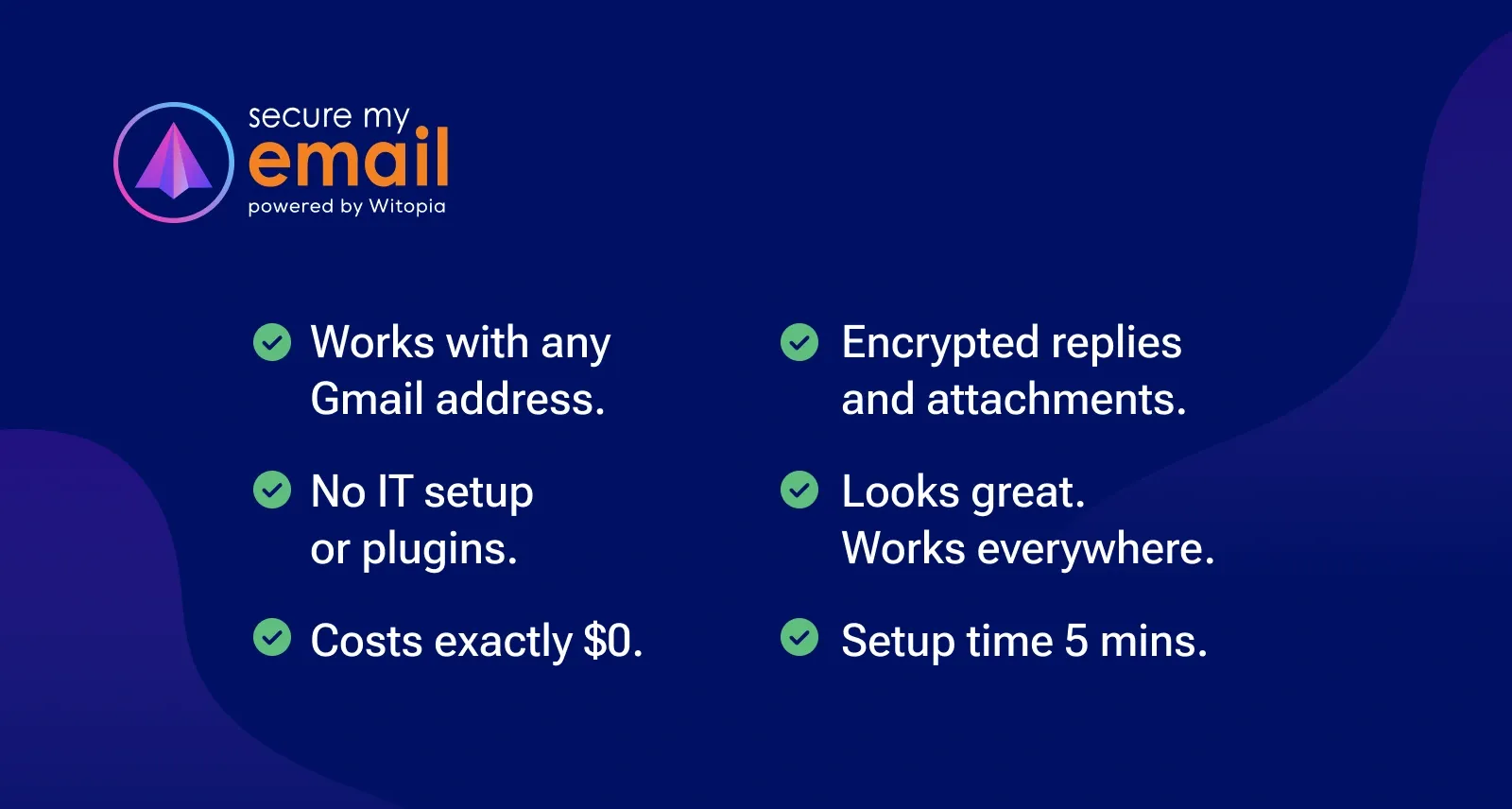 List of mentionable features that make SecureMyEmail best option to encrypt Gmail for free.