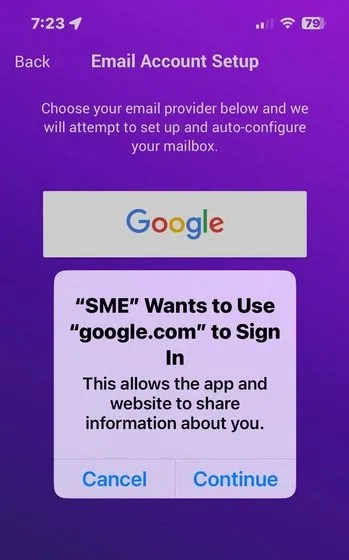 Select your Email provider