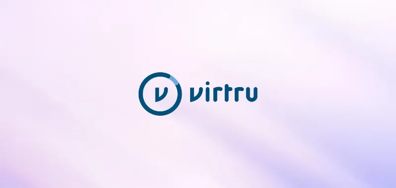 Virtru logo on a background with light color gradient.