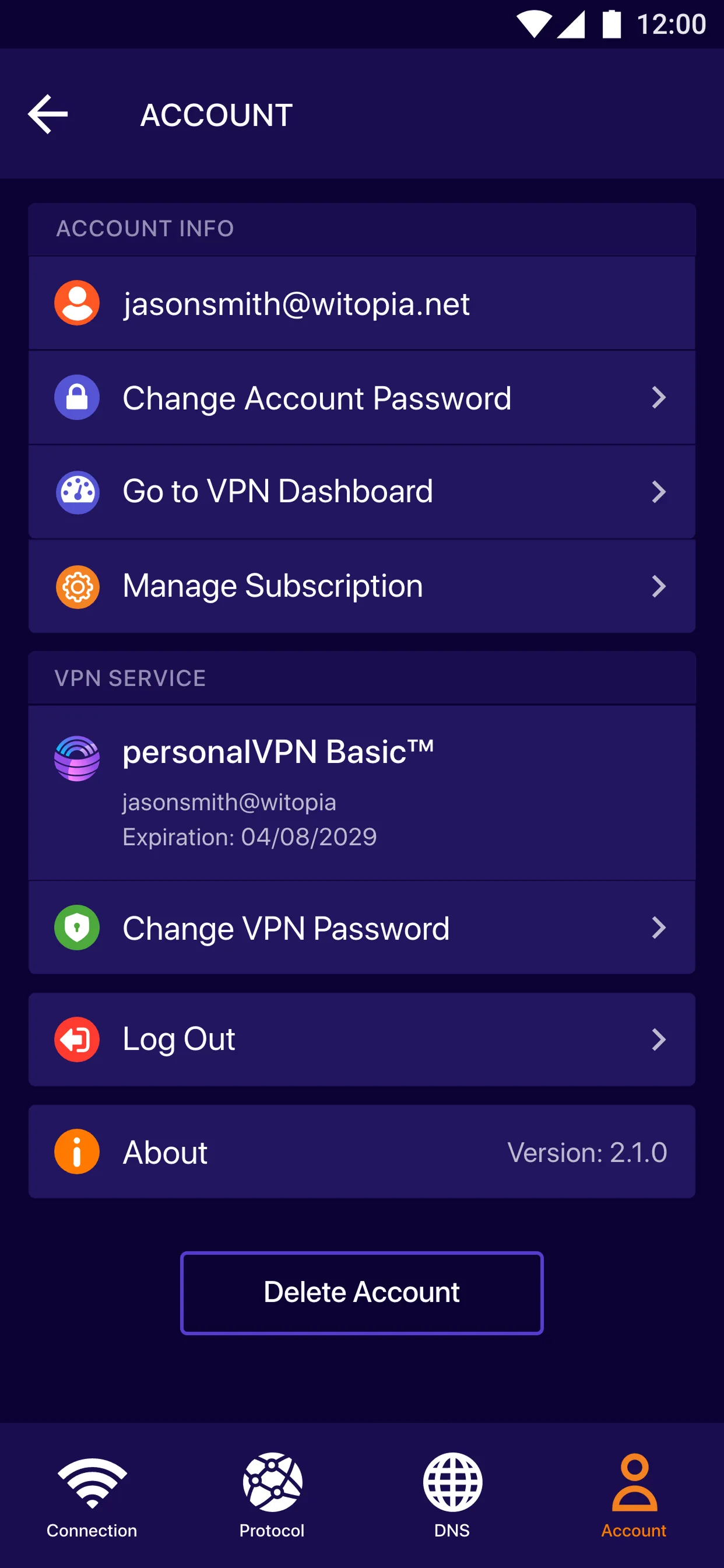 personalVPN android Screenshots