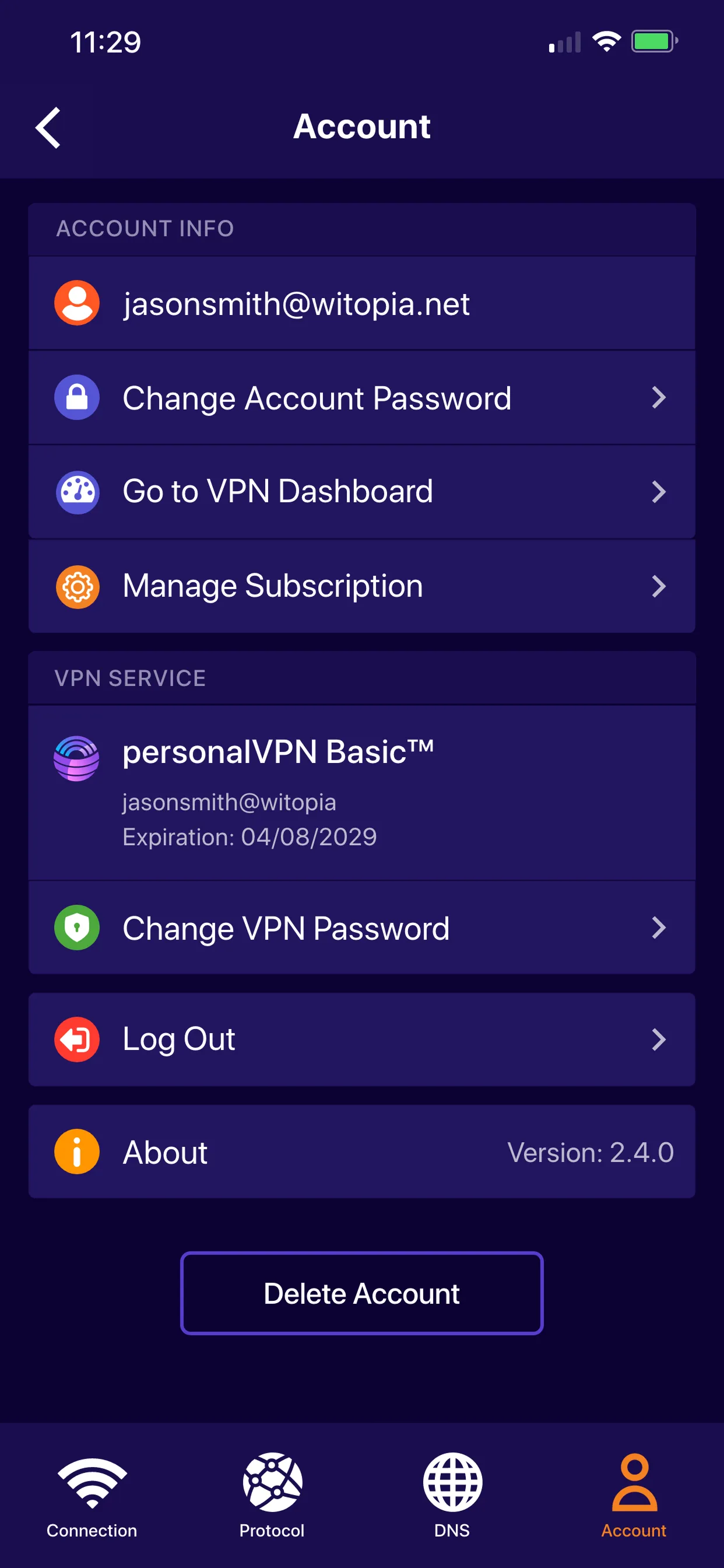 personalVPN IOS Screenshots