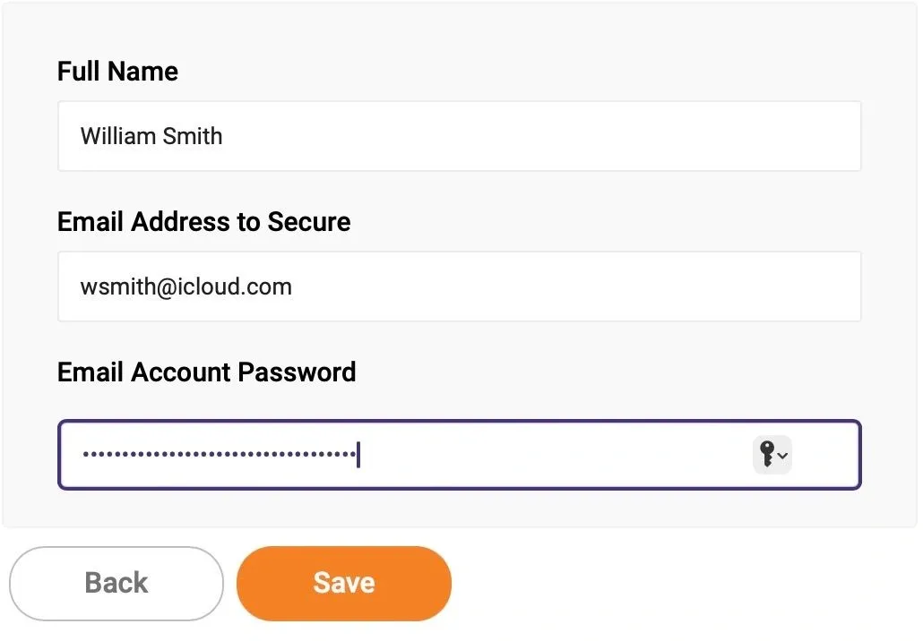 Interface for App specific password