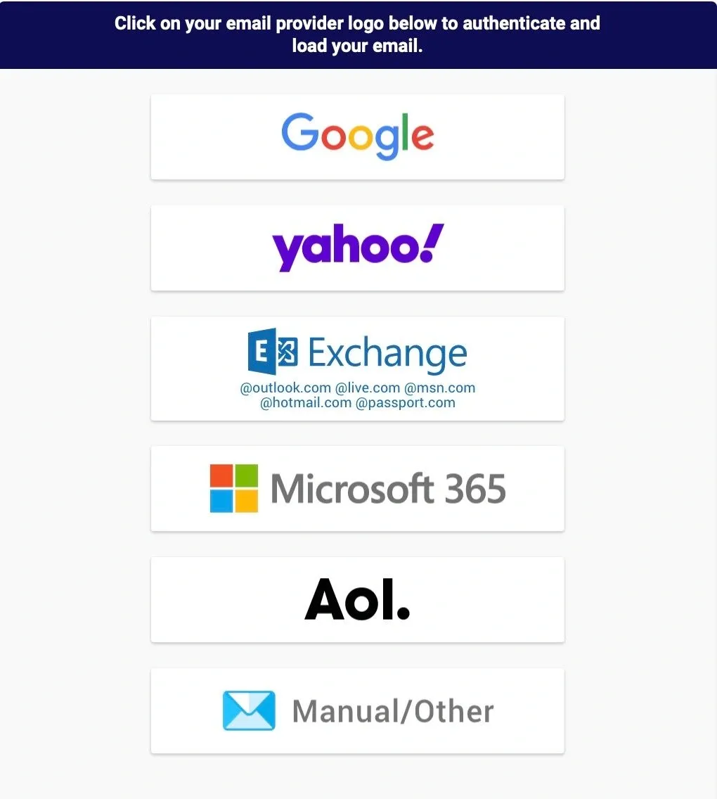 An interface of SME where you can choose email provider