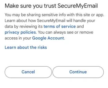 Confirm SME's access to your Gmail account