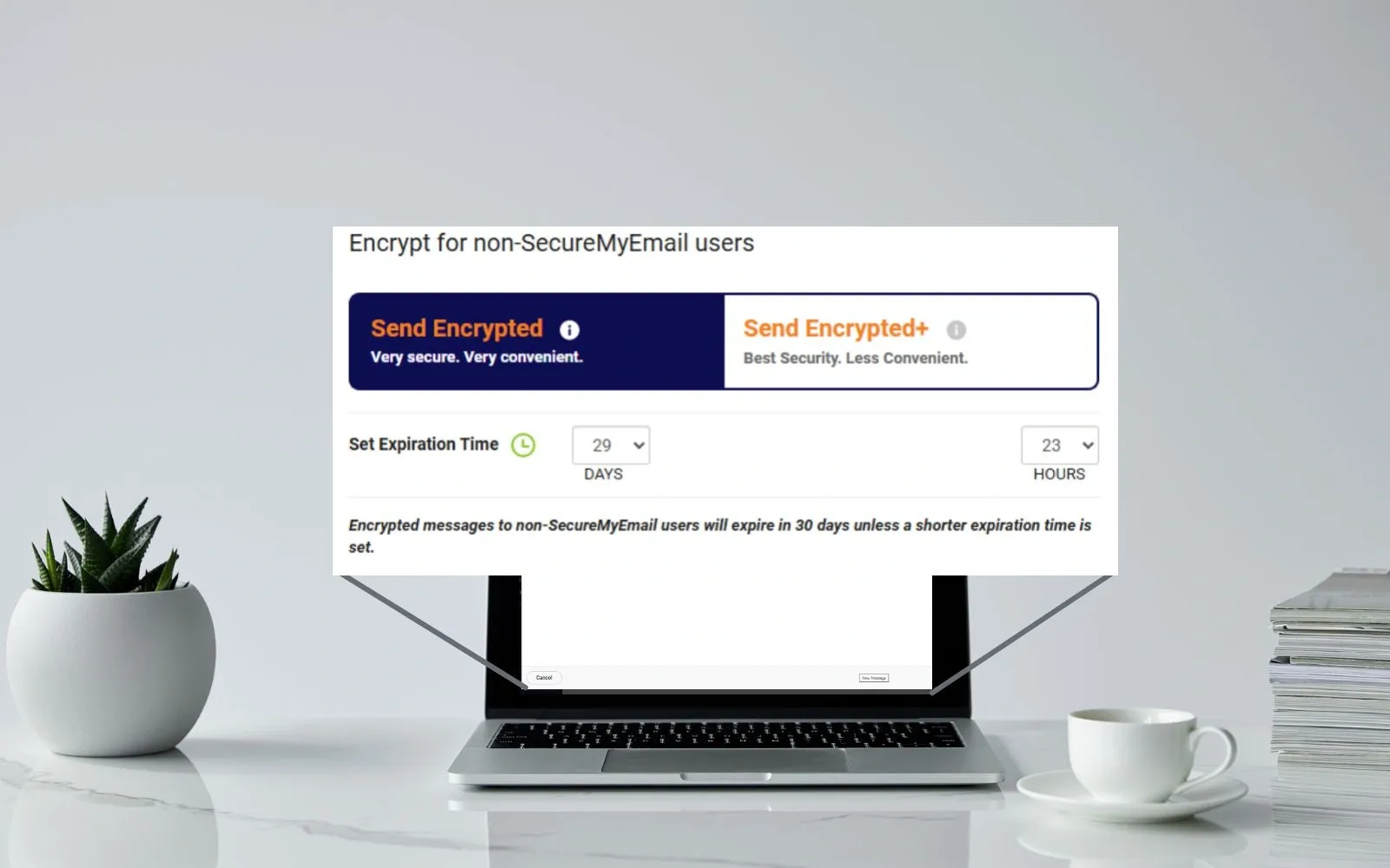 Encryption options available for SME users shown