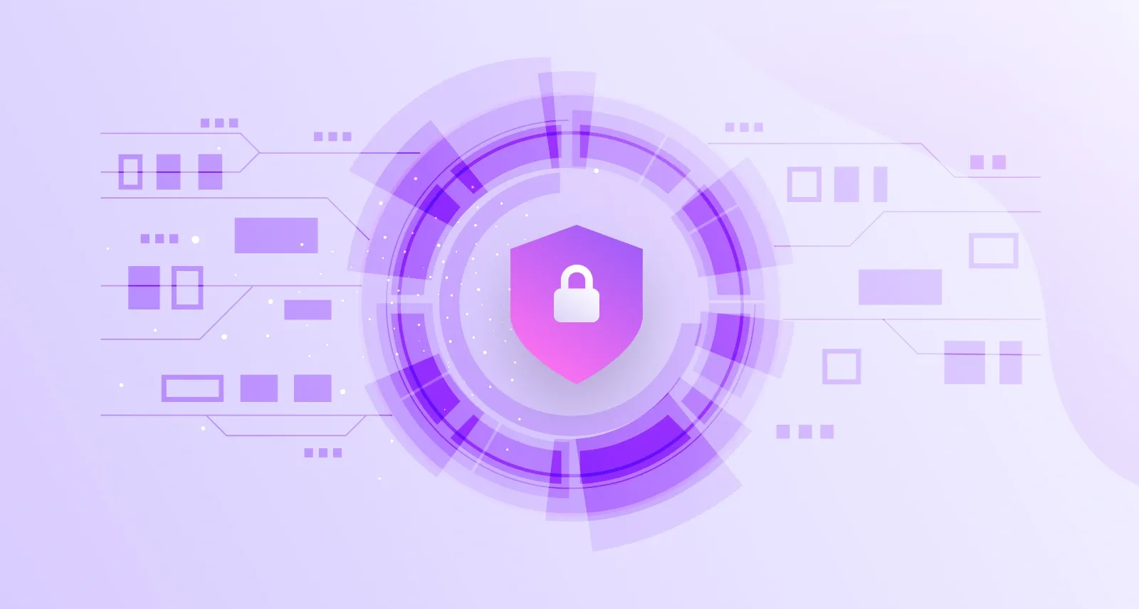 A futuristic secured protocol shown in graphics by placing a lock and safeguarding it in a circle.