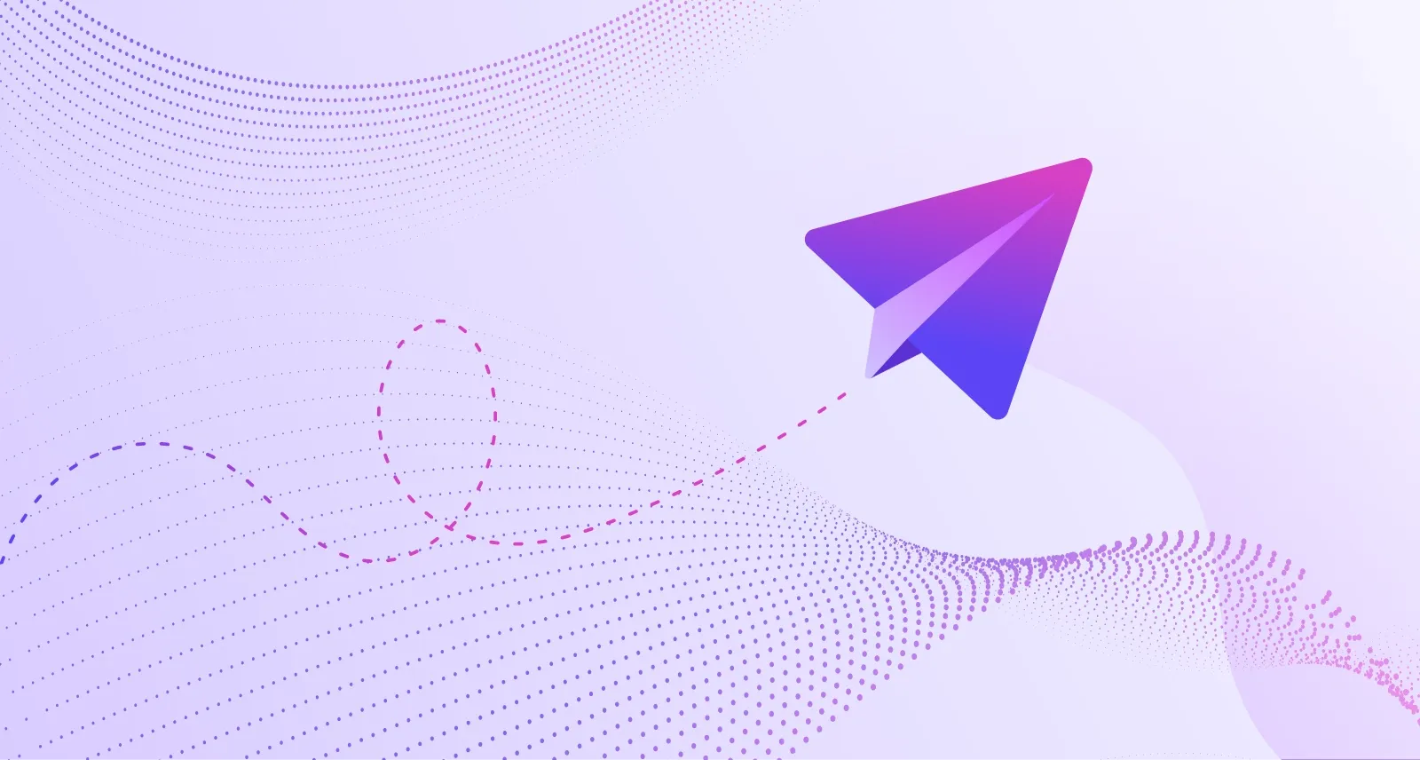 A graphic with futuristic dotted waves and a SecureMyEmail logo travelling to the top right corner.